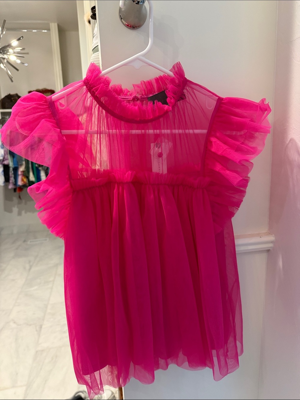 Sunday in Brooklyn hot pink tulle top